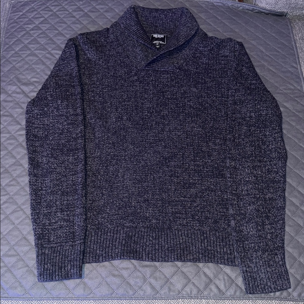 Todd Snyder Twilight Blue Space Dye Shawl Collar Pullover Sweater